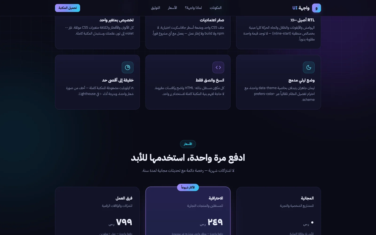 مكتبة مكونات عربية RTL — واجهة UI | Arabic UI Kit